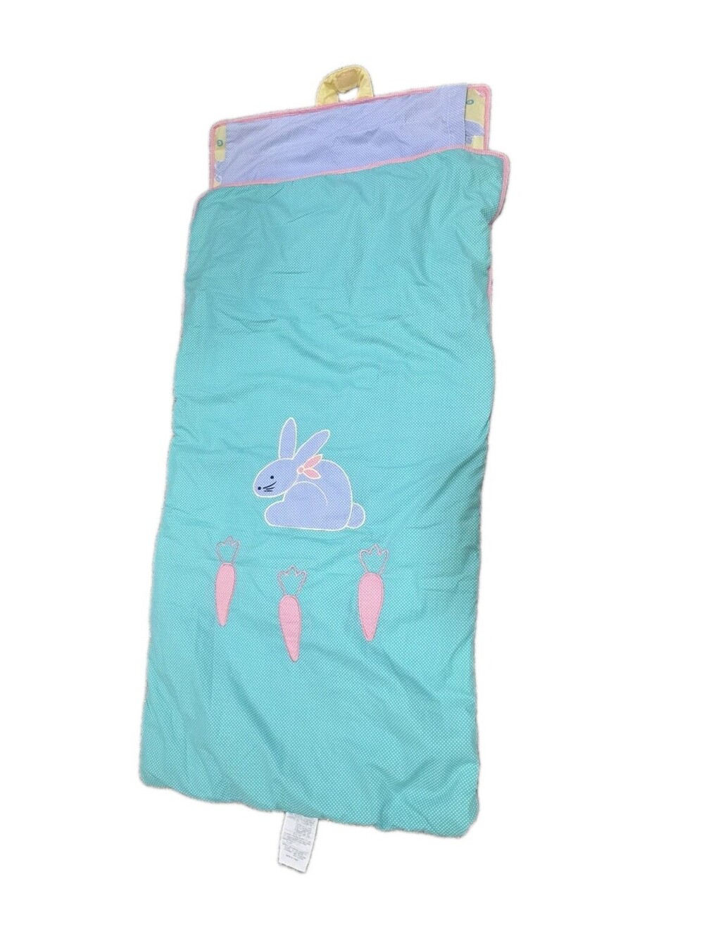 Vtg Gymboree Toddler Daycare Nap Mat Sleeping Bag Pink Teal Bunny Carrots EUC